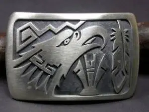 Hopi Overlay versus Inlay verständlich erklärt 6 George Phillips (Hopi) – Overlay Gürtelschnalle (Adler)