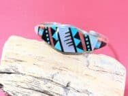 Herbert Kallestewa (Zuni) - Silberarmreif mit Mosaic Inlay